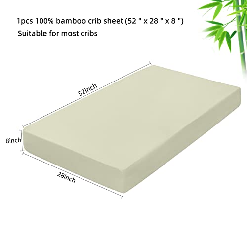 Hbhlfz Luxury Soft 100% Crib Bamboo Sheets For Baby Boys Girls -Baby Crib Sheet Neutral For Standard Crib Mattress & Toddler Bed Mattress, Soft And Safe Deep Pocket Fitted Sheet, Khaki #TOP1