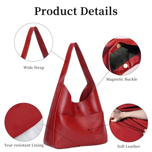 Image of Hobo Bags for Women, Vegan Leather Shoulder Handbag Tote Bag | Soft purse for teachers, office, college, travel, vacation& daily commute