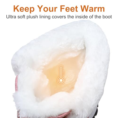 Womens Snow Boots Winter Waterproof Warm Fur Lined Mid Calf Booties Comfortable Outdoor Anti-Slip Ankle Boots Walking Winter Shoes3