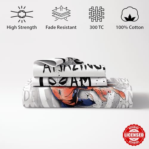 Image of Sassoon Marvel Spiderman Amazing Digital Printed 100% Cotton Bedsheet with 2 Pillow Covers in 300TC