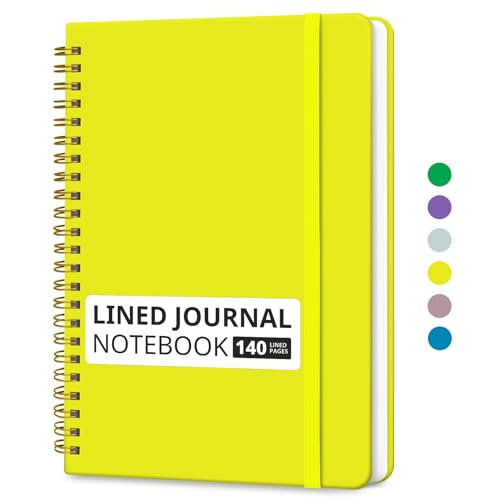 Image of Taja Lined Spiral Journal Notebook for Women & Men, 140 Pages, College Ruled Hardcover Notebook for Work & Note Taking, Journals for Writing, A5(5.7 inch x 7.9 inch) - Lemon Yellow
