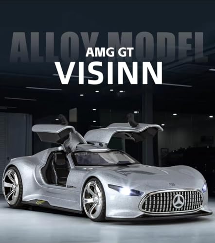 Image of Mercedes Benz Vision GT Toy Car 1:32 Diecast Metal Model - Pull Back Alloy Car with Openable Doors, Lights & Sound, Premium Collectible Gift for Boys, Men & Cars Lovers (Silver)
