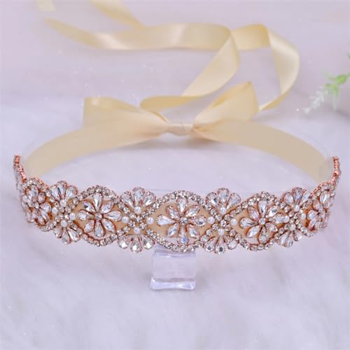 Rfmfkkg Women Rhinestoness Bridal Wedding Dress Belt Handmade Sash Accessories Evening Gown Waistband4