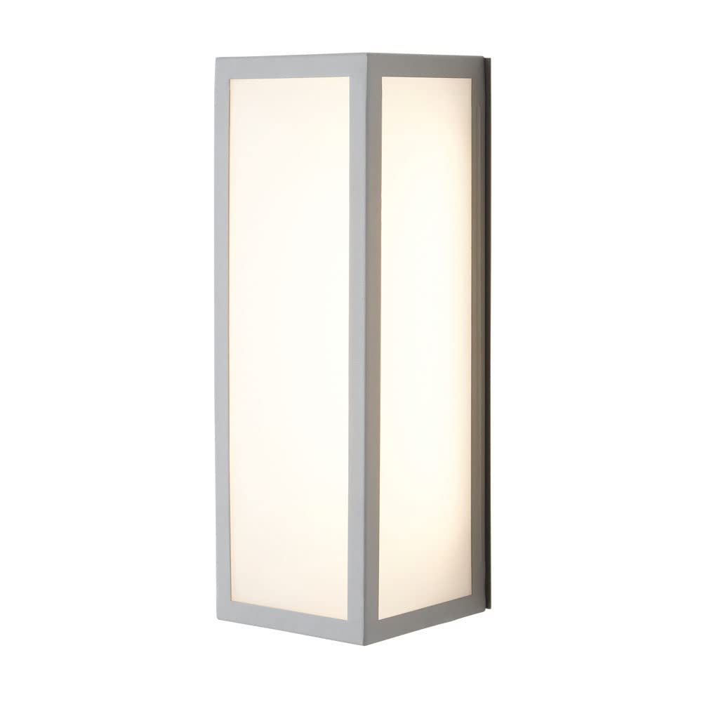 Litecraft Silver Pictor Wall Light Outdoor Box Lantern Ip44 Rated 13.5W Integrated Led