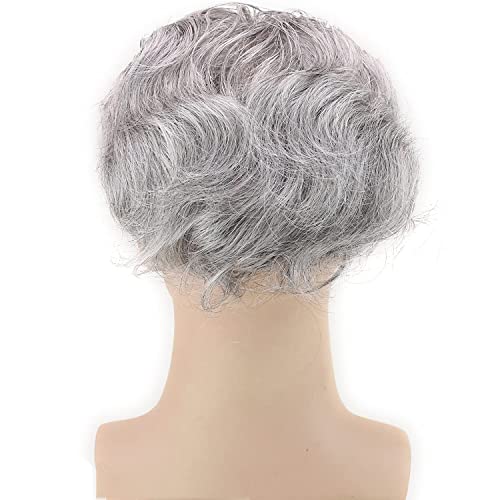 Men's Toupee Monofilament Net with PU around Base European Virgin Human Hair Lace Front Mens Hairpiece Hair Replacement System 10"×8" 20% #2 Color Mixed 80% Grey Color