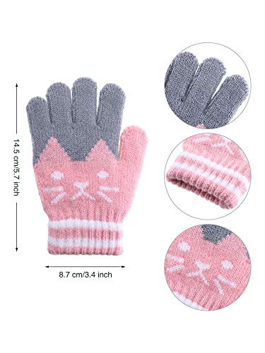 2 Pairs Kids Winter Gloves Full Finger Knitted Gloves Warm Stretchy Mittens for Boys Girls Supplies3
