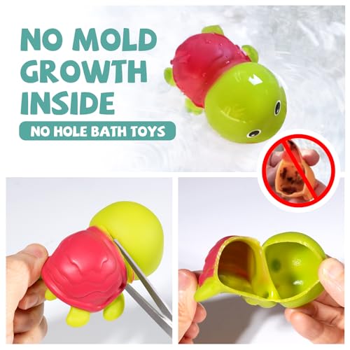 Hely Cancy Mold Free Infant Bath Toys for 18 Months - No Hole Animal Bathtub Toys, Baby Bath Tub Toys No Mold (Ocean) - Image 3