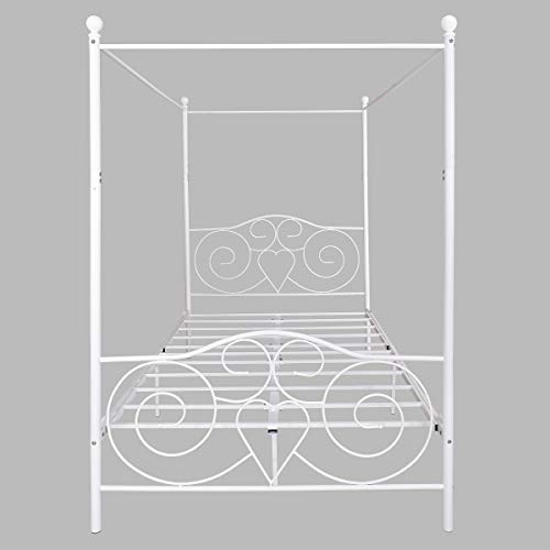 image for Albearing Canopy Full Bed Frame Platform Heavy Duty Steel Slat and Sup