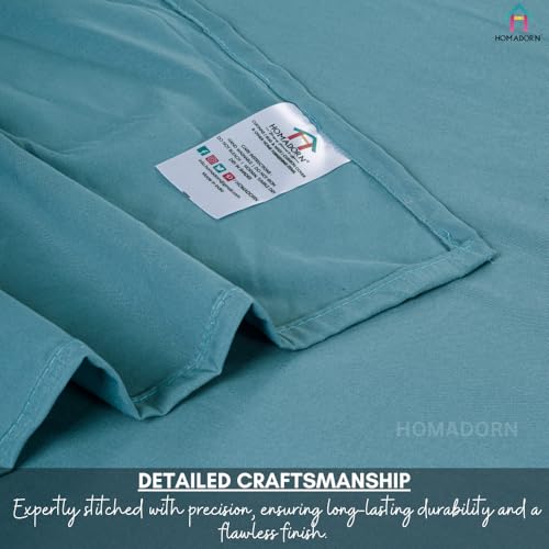 Image of HOMADORN Premium Polycotton Flat Bedsheet for Double Bed with 2 Pillow Covers - Soft, Durable & Wrinkle-Resistant (Ocean Mist)