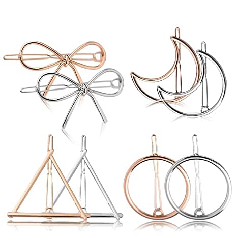 ELECDON 8 Pcs Hair Clip for Women - Hair Barrettes Hair Pins Hollow Moon Triangle Circle Butterfly Hair Clips for Girls Thick Hair Styling Minimalist Personality Hair Accessories