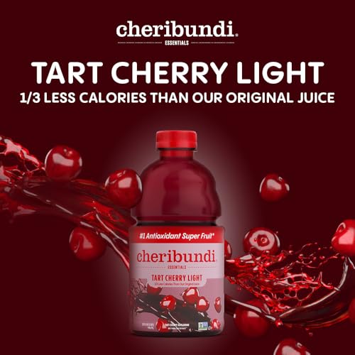 Cheribundi 100% Tart Cherry Juice Light | Low Calorie & Reduced Sugar Tart Cherry Juice | Athletes Recovery Drink | Promotes Restorative Sleep, Muscle Recovery & Boosts Performance | 32 floz (1 Pack)