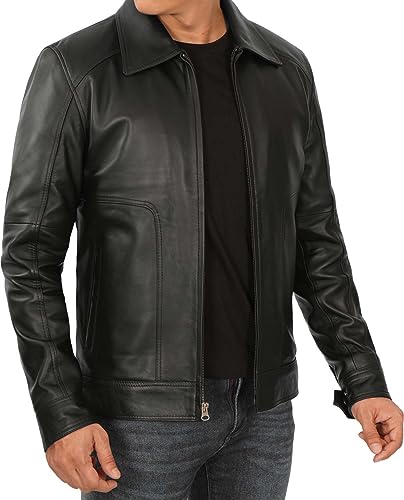 Blingsoul Disc Black Men Leather Jacket | [1104824] Thomas Black, L3
