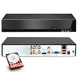 4 Channel CCTV Camera Systems with 500GB HDD, 5MP H.265+ Surveillance DVR Recorder for Analog XVI AHD TVI CVBS CVI IP Cameras, DVR for Security Home Surveillance System, Mobile APP PC Remote