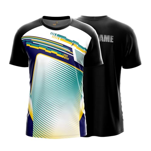 Image of YOURJERSEY Custom Sports Jersey for Men & Kids | Add Player Name | Personalised Cricket /Football /Badminton T-Shirt | Custom Team Jersey