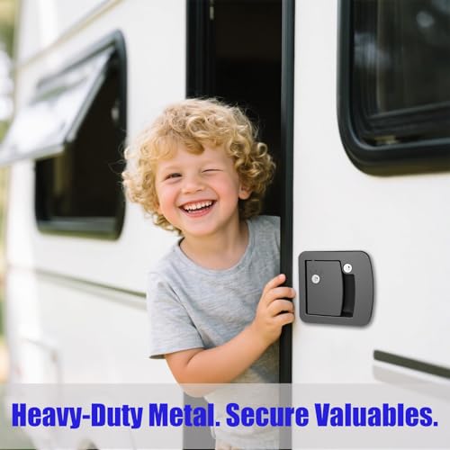 Image of Motor Home & Door Lock,Class C Mechanical RV Door Lock Replacement,RV Camper Door Locks,Latch with 4 Keys, fits Most Campers with 4.25 inch x 4.50 inch x 1.25 inch-1.5 inch Lock Hole(4 Key 1 Mechanical Lock)