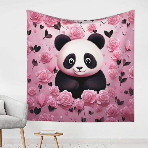 LHDGBWC Tapiz con patrón de panda rosa para dormitorio, decoración de pared, tapices estéticos, 152 x 101 cm, decoración de pared, pósteres, tapiz bohemio para sala de estar, dormitorio, decoración