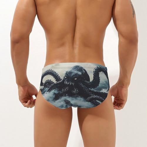 Sea Monster Octopuss Tentacles Fangs Mens Swim Briefs Bikini Sexy Low Rise Trunks Swimsuit Bathing Suit Beach2