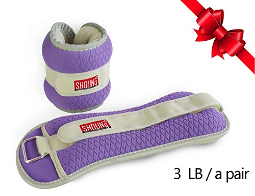 SHOUNg Adjustable Exercise Ankle Weight - Reflective Ankle Weights for Exercise - Hand Weights for Walking - Kids Weight Lifting - Hand Weights for Walking and Gym for Sale, Purple 3 Pound/A Pair