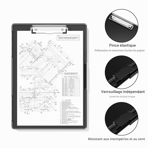 Porte-bloc robuste noir avec boîte de rangement compartimentée - 3