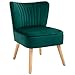 HOMCOM Poltroncina Stile Nordico dal Design Ergonomico in Legno e Velluto Verde per Casa e Soggiorno 57 x 68 x 76 cm