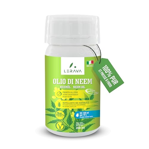 LERAVA® Huile de Neem Bio (200 ml) - Neem Oil pour Plantes - Répulsif Insectes Naturel I Huile de Neem Émulsifiable et Sans Additifs - Protection et Renforcement des Plantes