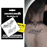 INKARTLINK Semi Permanent Tattoo, Temporary Tattoo, realistic wing tattoo, suitable for cool boys and girls, waterproof and non-reflective, exquisite packaging(Cross Angel Wings)