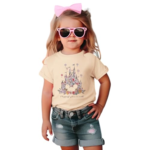 Toddler Girl Magic Kingdom Shirts Magical Castle Floral T-Shirt Happiest Place on Earth Tee Summer Vacation Trip Tops