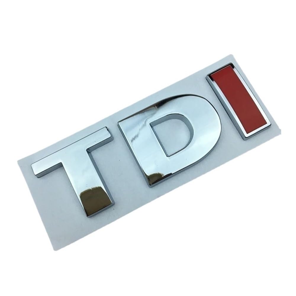 Generico Adatto For Volkswagen Adesivo For Auto In Metallo Modificato Logo TDI, Laterale, Coda, Griglia, Sportivo(TD silver I red)