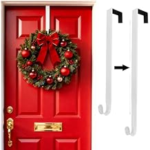 Wreath Hanger for Front Door, Adjustable from 15" to 25" Wreath Door Hanger for Christmas Fall Wreaths Decorations Hook, White