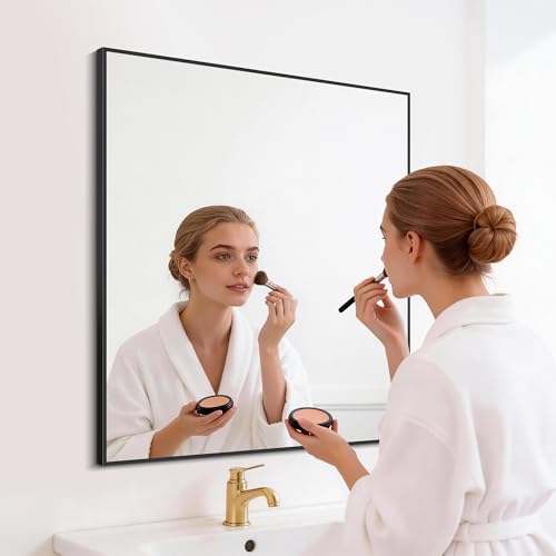 Image of DESBING Black Bathroom Mirror 2 Pack, 30x36 Inch Rectangle Wall Mirrors with Frame, Shatter-Resistant, Modern for Bathroom, Living Room, Entryway - Horizontal or Vertical