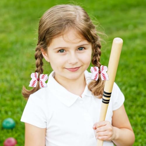 TIESOME 4 Piezas Broches de Lazo de Béisbol, Clips para el Cabello de Lazo de Béisbol de 4 pulgadas, Clips de Aficionadas Rojo Blanco, Accesorios para el Cabello de Softbol para Mujeres miniatura 7