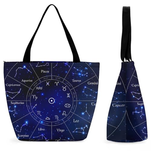 Sac de shopping pour voyage motif constellations spacieux femme