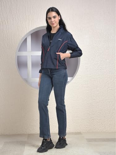 Image of Dollar Women's Polyester Solid Windcheater Jacket With Zipper Pockets