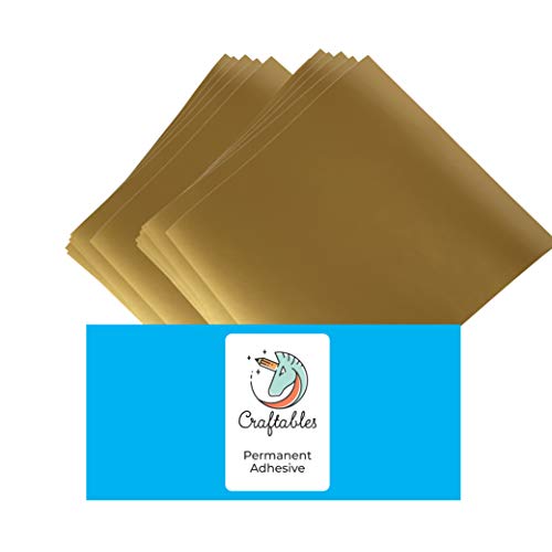 Craftables Gold Vinyl Sheets - Permanent, Adhesive, Glossy & Waterproof | (10) 12