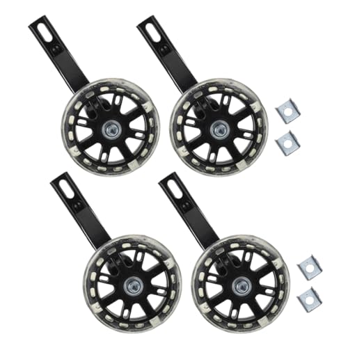 Ruedas de Entrenamiento NOLITOY 2 Pares 16 Pulgadas Ruedas Auxiliares Negras con Función de Iluminación para Bicicletas de Equilibrio y Estabilidad al Montar miniatura 1