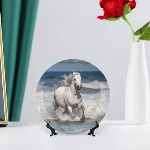 Plato decorativo de porcelana Bone China con soporte 6 pulgadas miniatura 6