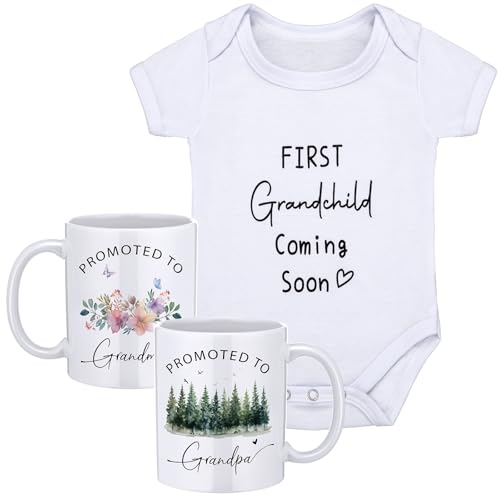 3 Pcs Promoted to Grandparents Gift Set Includes Pregnancy Announ...