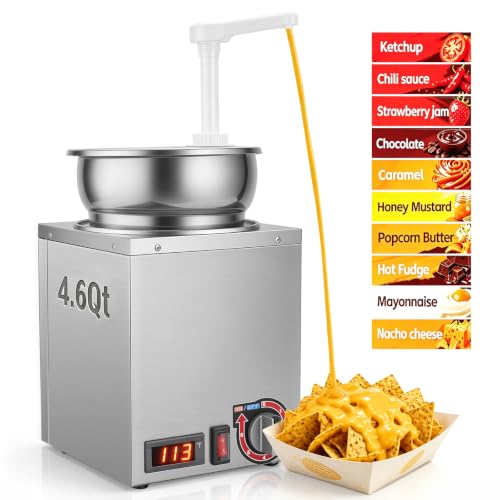 4.6Qt Nacho Cheese Warmer Dispenser with Display, Hot Fudge Sauce Machine