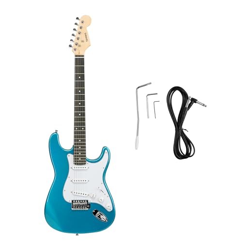 Image of STA 39-Inch Full-Size 6-String Electric Guitar for Beginners & Intermediate (Blue) | SSS Single Coil Pickup | Basswood Body, Rosewood Neck & Fretboard | Standard Tremolo Bridge with Whammy Bar