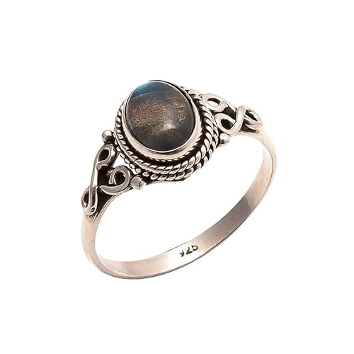 Labradorite Stone Ring 925 Sterling Silver Statement Ring For Women Handmade Rings Gemstone Christmas Promise Ring Size US 5 Gift For Her