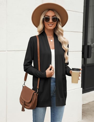 Zeagoo Women Long Cardigan Sweaters Lightweight Open Front Duster Knit Fashion Sweater Coats Trendy Cardigans with Pocket4
