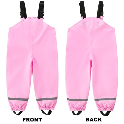 Image of Fewlby Kids Rain Bib Pants, Toddlers Waterproof Suspender Dirty Proof Rain Wear for Boys and Girls