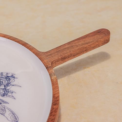 Image of Shell Yeah Serving Board with Enamel Finish | Handcrafted Wooden Serving & Charcuterie Board with Fish Design for Appetizers & Desserts | Food Safe