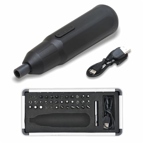 Image of TOMAHAWK T-SD-36pc 36-Piece Multipurpose Mini Handheld Screwdriver Set for Home-3.6V, Compact Reversible LED Indicator Electric Screwdriver for RC, Laptop, Phone, Computer Electronics(Color May Vary)