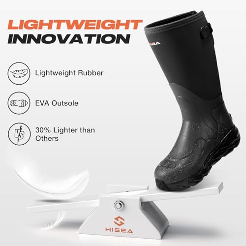 Hisea Super Lightweight Men'S Neoprene Rain Boots Waterproof Insulated Hunting Boots Outdoor With Adjustable Calf thumb #4