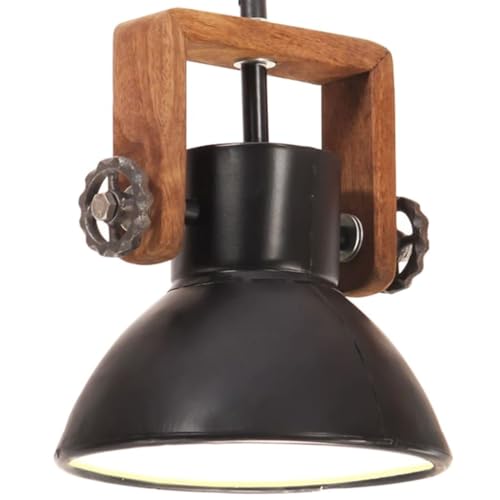 vidaXL Lampe Suspendue Industrielle Plafonnier Luminaire Eclairage Suspension Salon Chambre Salle à Manger Intérieur 25 W Noir Rond 19 cm E27
