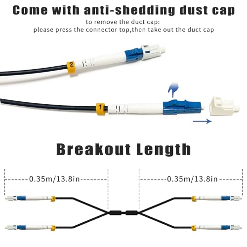 656ft/200m LC to LC Armored Outdoor Fiber Optic Cable, Single Mode Duplex Fiber Patch Cable, 9/125um LC Fiber Jumper, (OS1/OS2 Compatible), Low Friction LSZH, Black