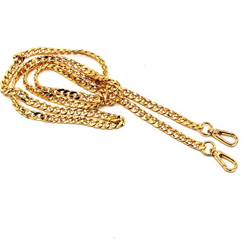 Image of Model Worker DIY Iron Flat Chain Strap Handbag Chains Purse Chain Straps Shoulder Cross Body Replacement Straps with Metal Buckles (55 inch, Gold)