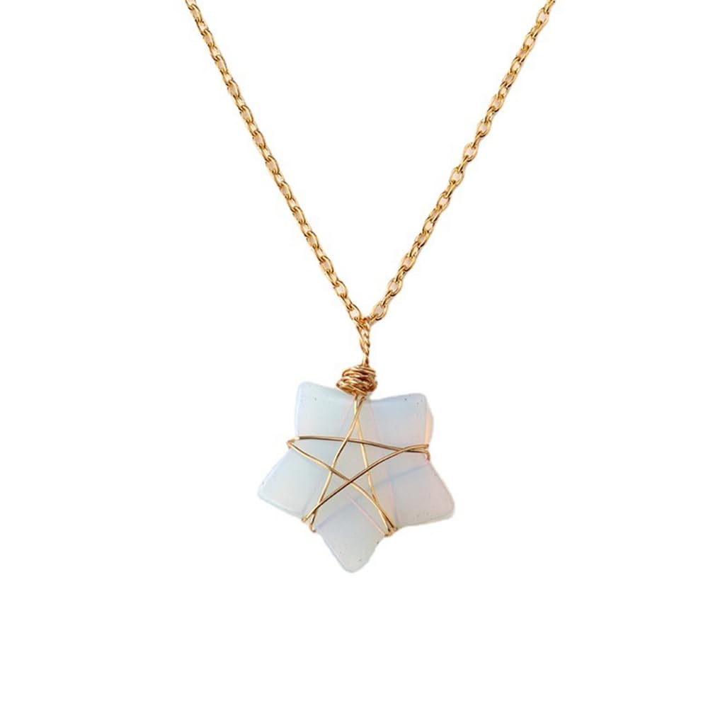 Kalttoy Pentagram Necklace Natural Opal Jewelry Copper Material Party Jewelry Gift