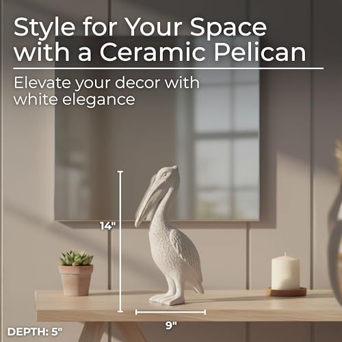 Figura Decorativa Pelícano Cerámica Blanca 14 in miniatura 2
